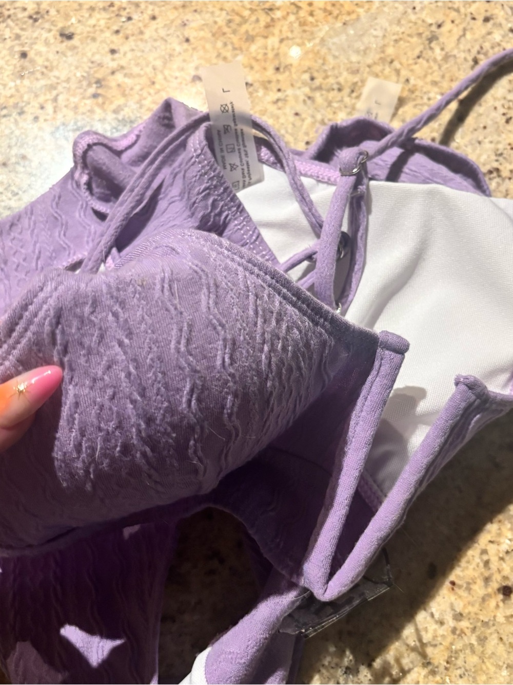 SHEIN Lavender Purple Textured Bikini Set High Waisted - Picture 5 of 7
